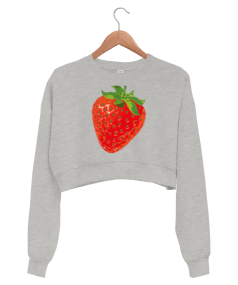 çilek temalı Kadın Crop Sweatshirt