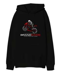 Çılgın motorcu Siyah Oversize Unisex Kapüşonlu Sweatshirt