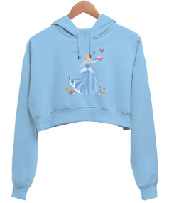 Cinderella Kadın Crop Hoodie Kapüşonlu Sweatshirt