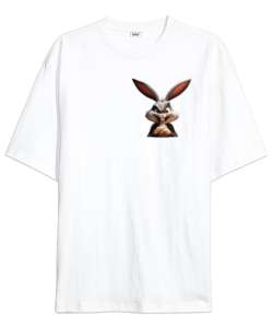 CİNGÖZ BUNNY Beyaz Oversize Unisex Tişört