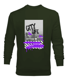 City Life Tasarım Baskılı Erkek Sweatshirt