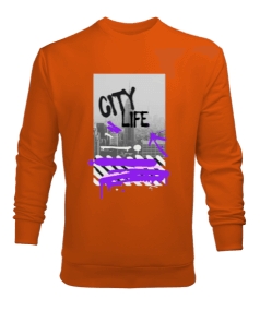 City Life Tasarım Baskılı Erkek Sweatshirt