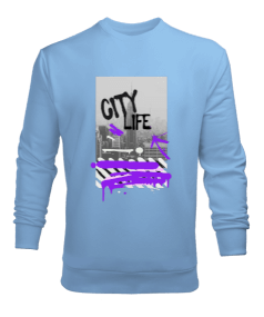 City Life Tasarım Baskılı Erkek Sweatshirt