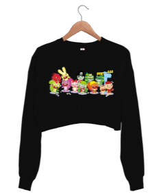 Çizgi Karakter Baskılı Kadın Crop Sweatshirt