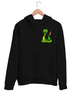 Çizgi karakter yılan tasarım Siyah Unisex Kapşonlu Sweatshirt