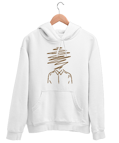 Tisho - Çizim Adam - Man Draw Beyaz Unisex Kapşonlu Sweatshirt