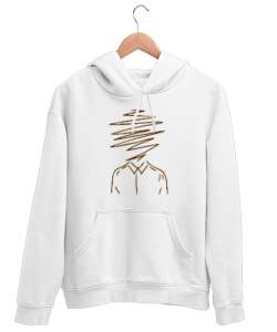 Çizim Adam - Man Draw Beyaz Unisex Kapşonlu Sweatshirt