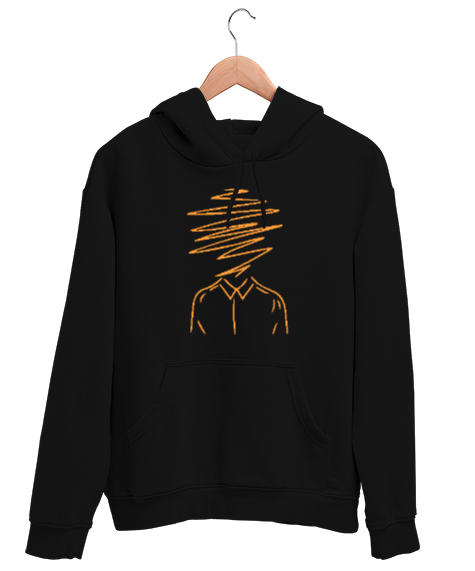 Tisho - Çizim Adam - Man Draw Siyah Unisex Kapşonlu Sweatshirt