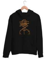 Çizim Adam - Man Draw Siyah Unisex Kapşonlu Sweatshirt - Thumbnail