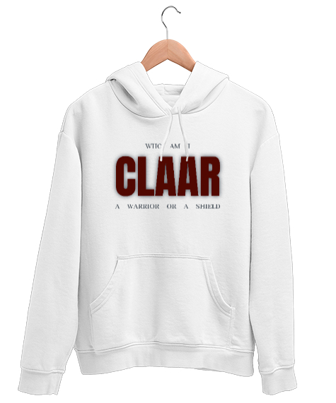 Tisho - CLAAR: Who Am I Beyaz Unisex Kapşonlu Sweatshirt