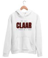 CLAAR: Who Am I Beyaz Unisex Kapşonlu Sweatshirt - Thumbnail