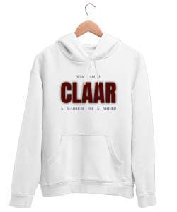 CLAAR: Who Am I Beyaz Unisex Kapşonlu Sweatshirt