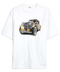 Classic Car - Klasik Araba V2 Beyaz Oversize Unisex Tişört