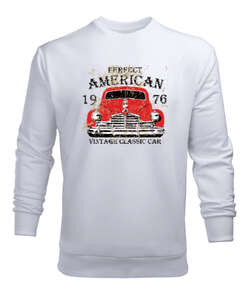 Classic Vintage Car - Klasik Araba Beyaz Erkek Sweatshirt