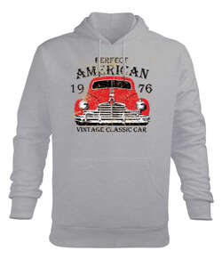 Classic Vintage Car - Klasik Araba Gri Erkek Kapüşonlu Hoodie Sweatshirt