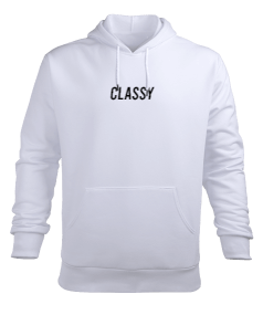 Classy Man Beyaz Sweatshirt Erkek Kapüşonlu Hoodie Sweatshirt