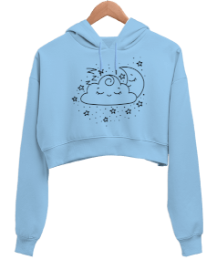 Cloudy and Starry Sky Kadın Crop Hoodie Kapüşonlu Sweatshirt