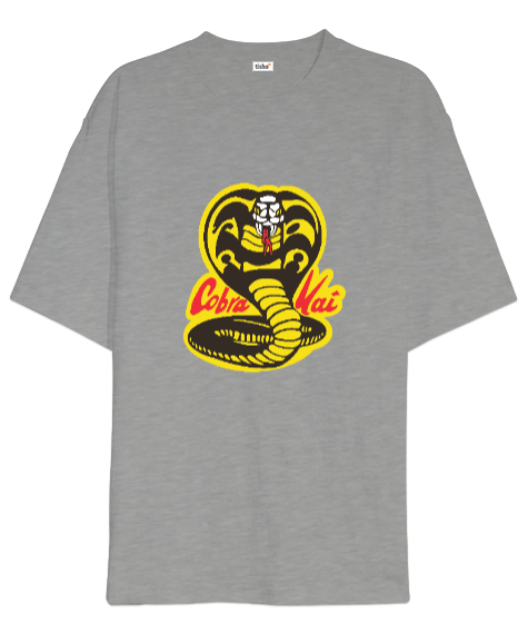 Cobra Kai Karate Kid Baskılı Gri Oversize Unisex Tişört