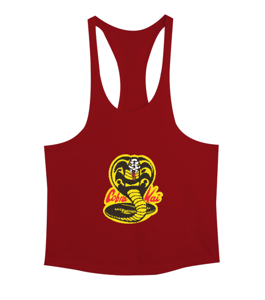 Cobra Kai Karate Kid Baskılı Kırmızı Erkek Tank Top Atlet