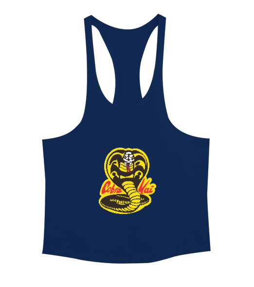 Cobra Kai Karate Kid Baskılı Lacivert Erkek Tank Top Atlet