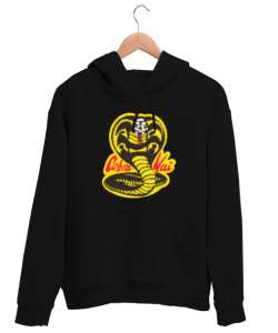 Cobra Kai Karate Kid Baskılı Siyah Unisex Kapşonlu Sweatshirt