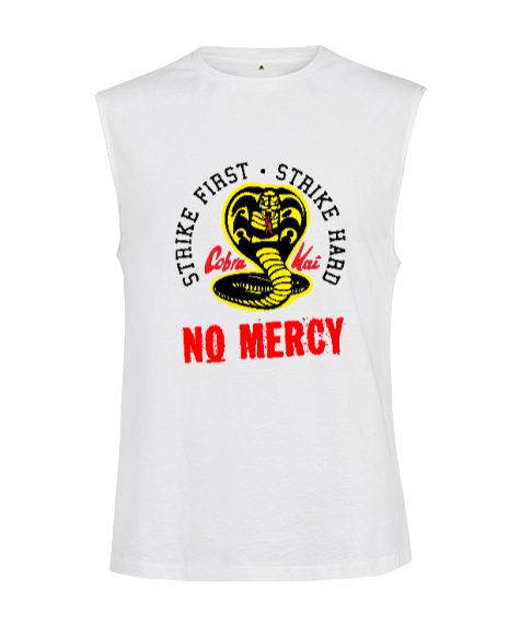 Cobra Kai No Mercy V2 Beyaz Kesik Kol Unisex Tişört