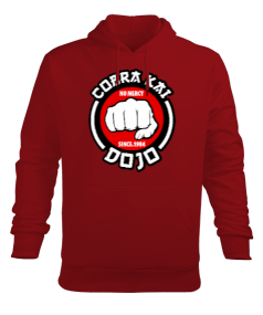 Cobra Kay Dojo Baskılı Kırmızı Erkek Kapüşonlu Hoodie Sweatshirt