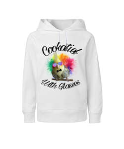 cockatiel with glasses Beyaz Çocuk Unisex Hoodie Kapüşonlu