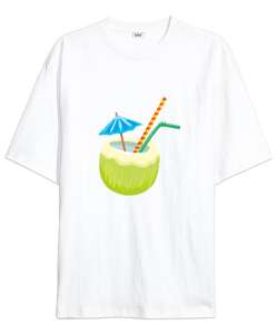 Coconut Drink Beyaz Oversize Unisex Tişört