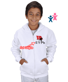 çocuk türk bayraklı Çocuk Kapüşonlu Hoodie Fermuarlı