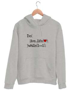 Code - Do While Döngüsü Gri Unisex Kapşonlu Sweatshirt