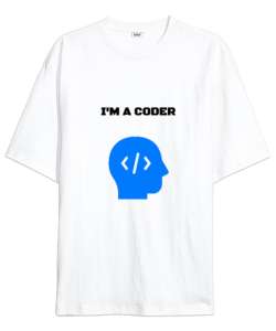 Coder Beyaz Oversize Unisex Tişört