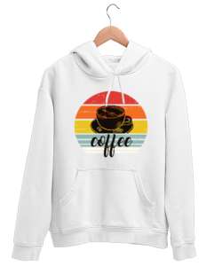 coffee Beyaz Unisex Kapşonlu Sweatshirt