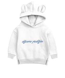 çok sevmek Beyaz Unisex Çocuk Ayı Hoodie Kapşonlu