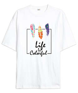 Colorful Life Beyaz Oversize Unisex Tişört