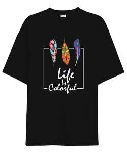 Colorful Life Siyah Oversize Unisex Tişört