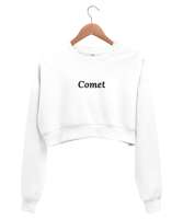 Comet Beyaz Kadın Crop Sweatshirt - Thumbnail