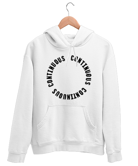 Tisho - CONTINOUS Beyaz Unisex Kapşonlu Sweatshirt