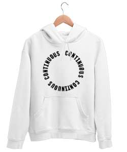 CONTINOUS Beyaz Unisex Kapşonlu Sweatshirt