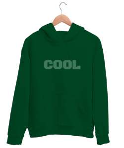 Cool Baskılı Çimen Yeşili Unisex Kapşonlu Sweatshirt