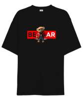 Cool Bear - Ayı Siyah Oversize Unisex Tişört - Thumbnail