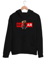 Cool Bear - Ayı Siyah Unisex Kapşonlu Sweatshirt - Thumbnail