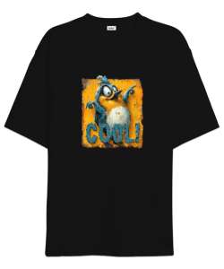 Cool Bird - Kuş Siyah Oversize Unisex Tişört