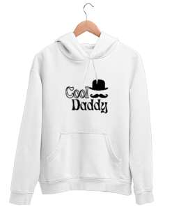 COOL DADDY Beyaz Unisex Kapşonlu Sweatshirt