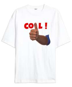 Cool - Finger Smile Beyaz Oversize Unisex Tişört