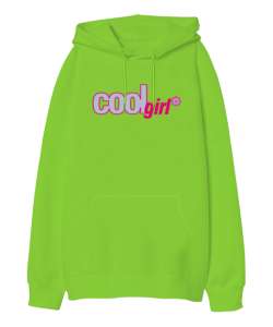 Cool Girl Fıstık Yeşili Oversize Unisex Kapüşonlu Sweatshirt