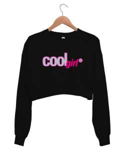 Cool Girl Siyah Kadın Crop Sweatshirt