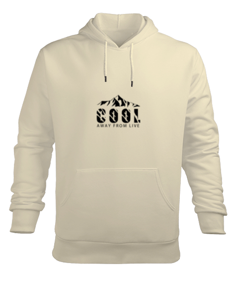 cool Krem Erkek Kapüşonlu Hoodie Sweatshirt