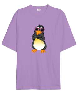 Cool Penguen Lila Oversize Unisex Tişört