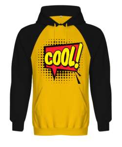 COOL Sarı/Siyah Orjinal Reglan Hoodie Unisex Sweatshirt